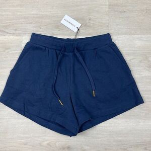 WeWoreWhat Pull On Sweat Short Womens Medium Navy Blue Terry Drawstring